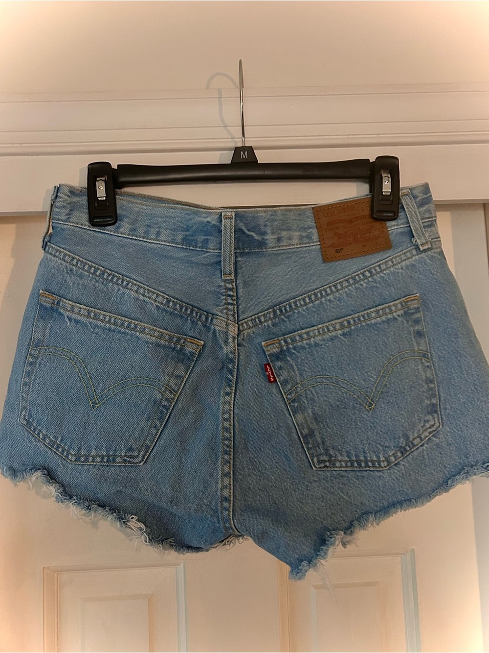 Vintage-Vibe 501 Distressed Light WashHigh Waist Cut Off Denim - Size 27 - Picture 2 of 2